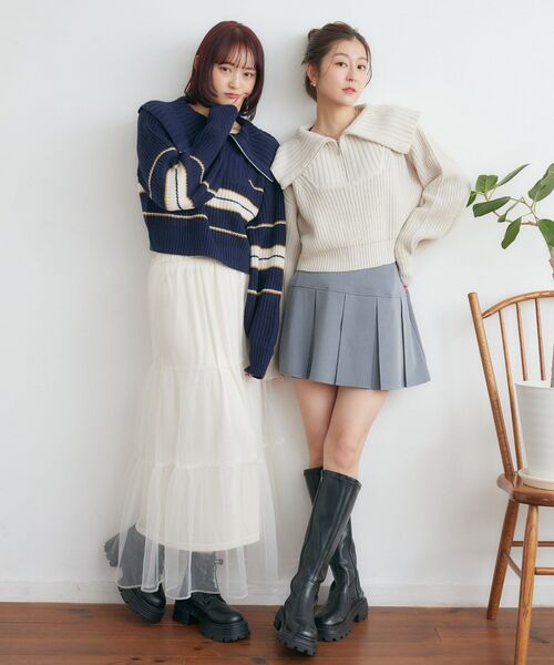 RETRO GIRL(レトロガール)の「ハーフジップNT(ニット/セーター・レディース・ナチュラル/ブルー系その他3/ベージュ/ブラック・FREE)」の5枚目の写真