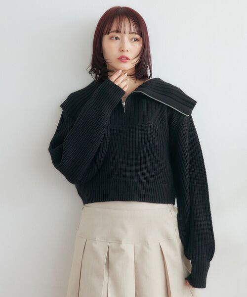 RETRO GIRL(レトロガール)の「ハーフジップNT(ニット/セーター・レディース・ナチュラル/ブルー系その他3/ベージュ/ブラック・FREE)」の14枚目の写真