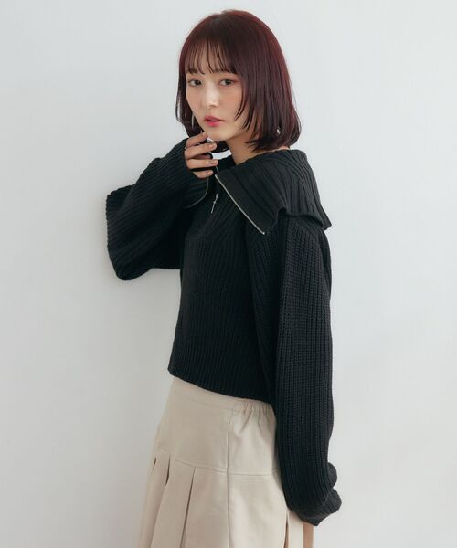 RETRO GIRL(レトロガール)の「ハーフジップNT(ニット/セーター・レディース・ナチュラル/ブルー系その他3/ベージュ/ブラック・FREE)」の15枚目の写真