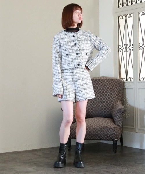 archives（アルシーヴ）の「ツイードフリンジショートパンツ（その他パンツ・レディース・アイボリー/ブラック・MEDIUM）」の5枚目の写真