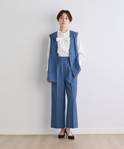 INED CLARO（イネドクラロ）の「サマーメランジクロスジレ【セットアップ対応】（テーラードジャケット・レディース・ブルー/ブラック・11号/9号）」の12枚目の写真