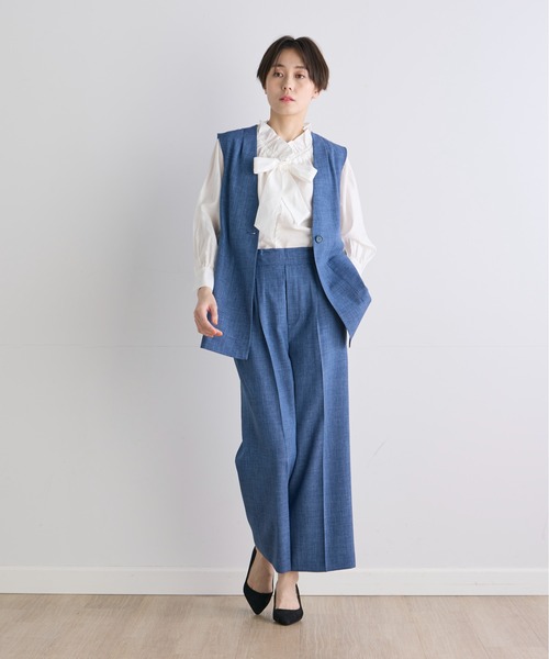 INED CLARO（イネドクラロ）の「サマーメランジクロスジレ【セットアップ対応】（テーラードジャケット・レディース・ブルー/ブラック・11号/9号）」の13枚目の写真