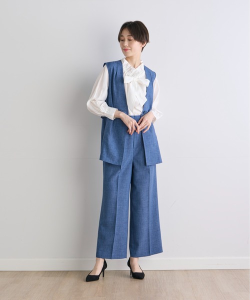 INED CLARO（イネドクラロ）の「サマーメランジクロスジレ【セットアップ対応】（テーラードジャケット・レディース・ブルー/ブラック・11号/9号）」の15枚目の写真