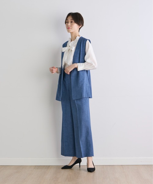 INED CLARO（イネドクラロ）の「サマーメランジクロスジレ【セットアップ対応】（テーラードジャケット・レディース・ブルー/ブラック・11号/9号）」の16枚目の写真