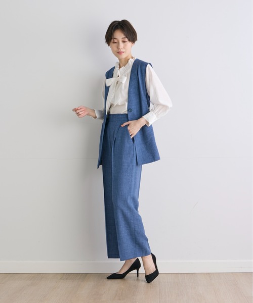 INED CLARO（イネドクラロ）の「サマーメランジクロスジレ【セットアップ対応】（テーラードジャケット・レディース・ブルー/ブラック・11号/9号）」の17枚目の写真