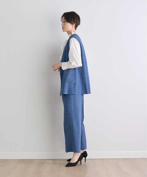 INED CLARO（イネドクラロ）の「サマーメランジクロスジレ【セットアップ対応】（テーラードジャケット・レディース・ブルー/ブラック・11号/9号）」の7枚目の写真