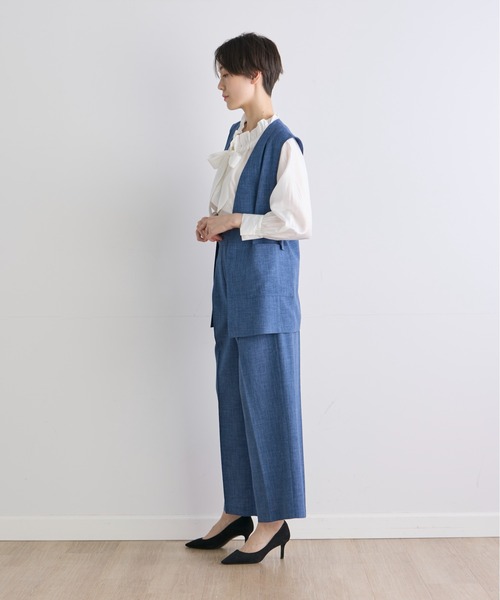 INED CLARO（イネドクラロ）の「サマーメランジクロスジレ【セットアップ対応】（テーラードジャケット・レディース・ブルー/ブラック・11号/9号）」の8枚目の写真