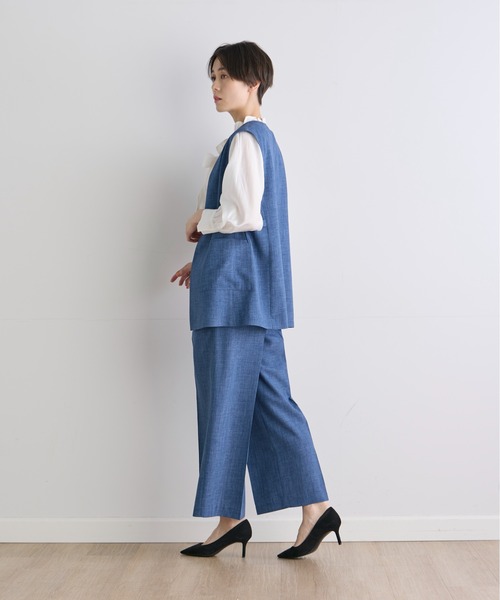 INED CLARO（イネドクラロ）の「サマーメランジクロスジレ【セットアップ対応】（テーラードジャケット・レディース・ブルー/ブラック・11号/9号）」の9枚目の写真