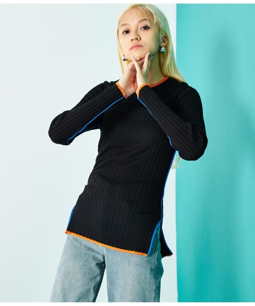 Settimissimo（セッティミッシモ）の「配色クルーネックワイドリブニット（ニット/セーター・レディース・グレー/オフホワイト/ブラック・FREE）」の11枚目の写真