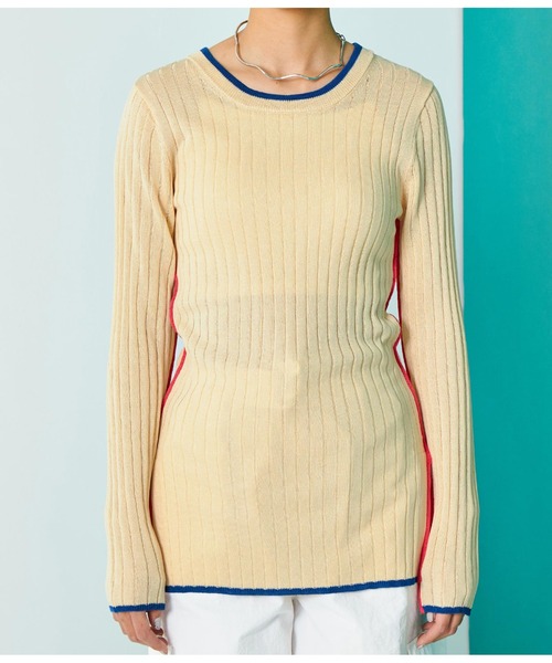 Settimissimo（セッティミッシモ）の「配色クルーネックワイドリブニット（ニット/セーター・レディース・グレー/オフホワイト/ブラック・FREE）」の22枚目の写真