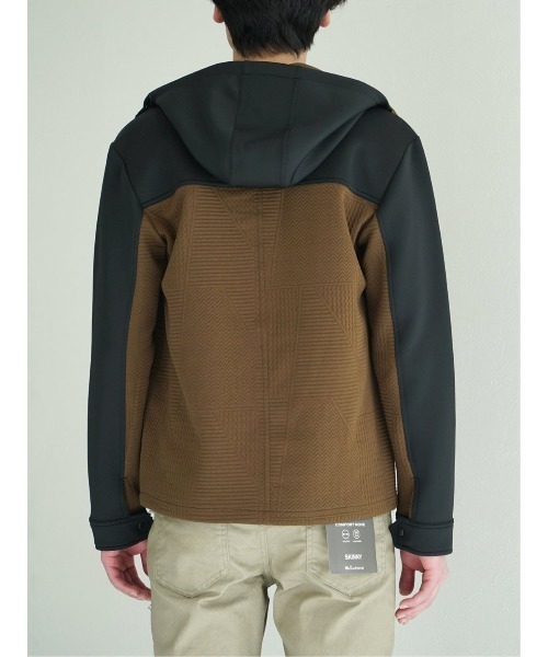 m.f.editorial（エムエフエディトリアル）の「【ストレッチ】m.f.エディトリアル メンズ ふくれ×ポンチ切替 フードZIPアウター（パーカー・メンズ・ブラック/ブラウン・X-LARGE/MEDIUM/LARGE）」の10枚目の写真