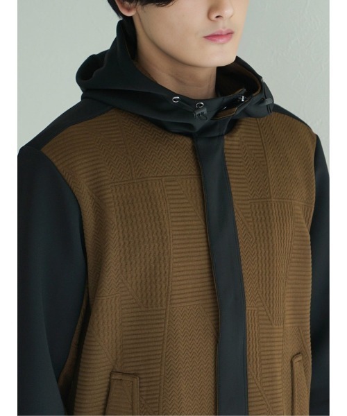 m.f.editorial（エムエフエディトリアル）の「【ストレッチ】m.f.エディトリアル メンズ ふくれ×ポンチ切替 フードZIPアウター（パーカー・メンズ・ブラック/ブラウン・X-LARGE/MEDIUM/LARGE）」の11枚目の写真