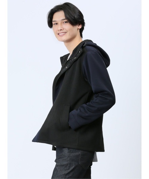 m.f.editorial（エムエフエディトリアル）の「【ストレッチ】m.f.エディトリアル メンズ ふくれ×ポンチ切替 フードZIPアウター（パーカー・メンズ・ブラック/ブラウン・X-LARGE/MEDIUM/LARGE）」の17枚目の写真