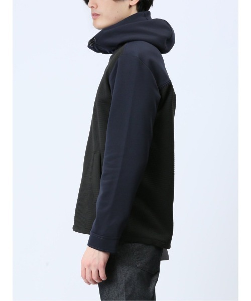 m.f.editorial（エムエフエディトリアル）の「【ストレッチ】m.f.エディトリアル メンズ ふくれ×ポンチ切替 フードZIPアウター（パーカー・メンズ・ブラック/ブラウン・X-LARGE/MEDIUM/LARGE）」の21枚目の写真