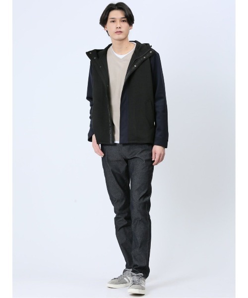 m.f.editorial（エムエフエディトリアル）の「【ストレッチ】m.f.エディトリアル メンズ ふくれ×ポンチ切替 フードZIPアウター（パーカー・メンズ・ブラック/ブラウン・X-LARGE/MEDIUM/LARGE）」の16枚目の写真