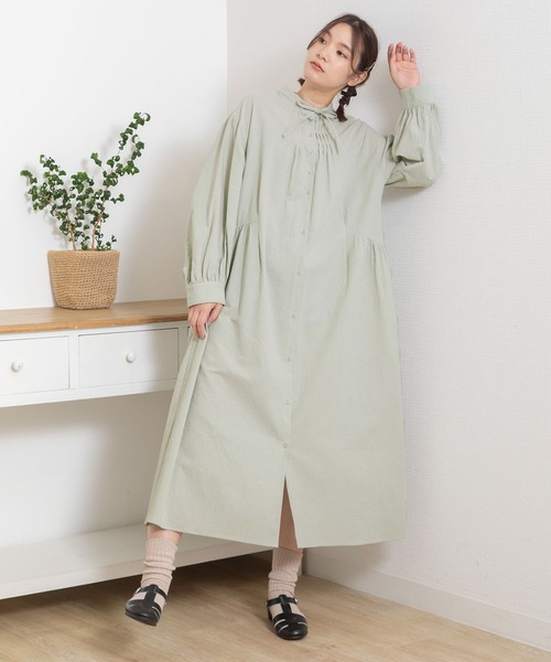 POU DOU DOU（プードゥドゥ）の「スタンドカラー前あきワンピース（ワンピース・レディース・レッド/ブルー/ブラック・3）」の10枚目の写真