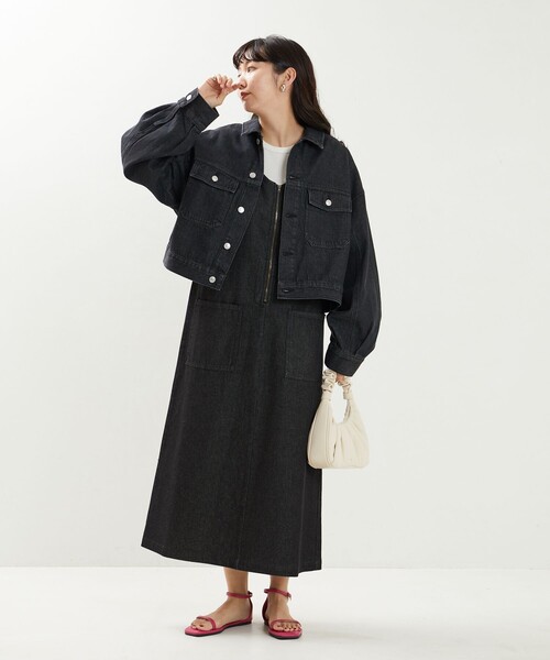 FREAK'S STORE（フリークスストア）の「限定展開　ビンテージデニム ショート丈 ジャケット（デニムジャケット/Gジャン）（デニムジャケット・レディース・ネイビー/ブラック/ブルー・ﾌﾘ-）」の6枚目の写真