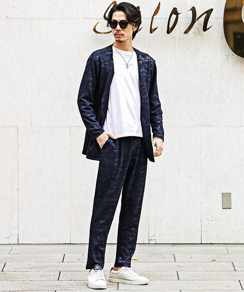SOMEDIFF（サムディフ）の「【SOMEDIFF】フクレ型押し総柄カレンダー加工テーパードパンツ メンズ（スラックス・メンズ・ブラック/ネイビー・M/L/XL）」の9枚目の写真
