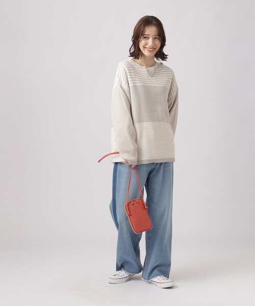 SHOO・LA・RUE（シューラルー）の「◆【体型カバ―】変形ボーダー キーネックニット（ニット/セーター・レディース・ブルー系7/ブラック系2/ライトグレー系2・00）」の6枚目の写真
