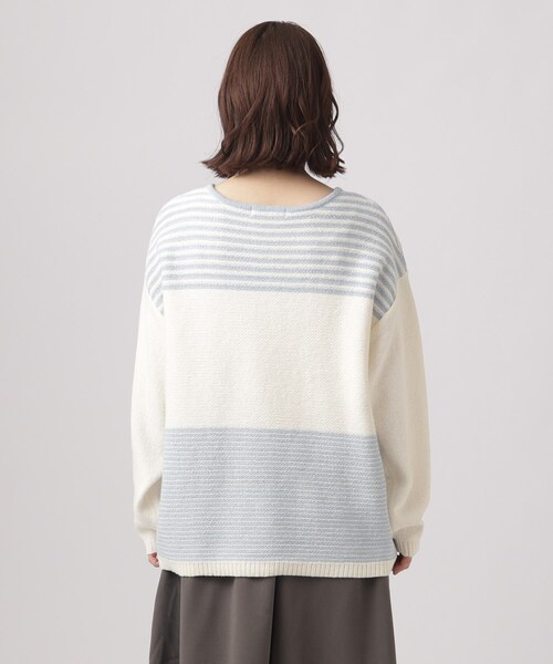 SHOO・LA・RUE（シューラルー）の「◆【体型カバ―】変形ボーダー キーネックニット（ニット/セーター・レディース・ブルー系7/ブラック系2/ライトグレー系2・00）」の18枚目の写真
