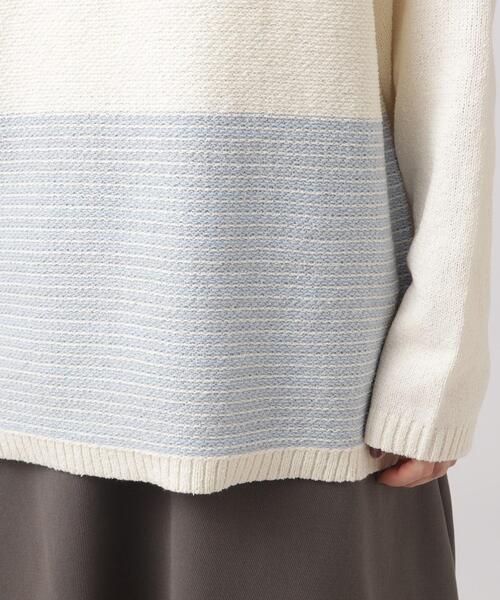 SHOO・LA・RUE（シューラルー）の「◆【体型カバ―】変形ボーダー キーネックニット（ニット/セーター・レディース・ブルー系7/ブラック系2/ライトグレー系2・00）」の21枚目の写真