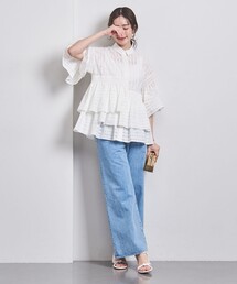 UNITED ARROWS | イレギュラー シャーリング 六分袖 ブラウス  チェック(シャツ/ブラウス)