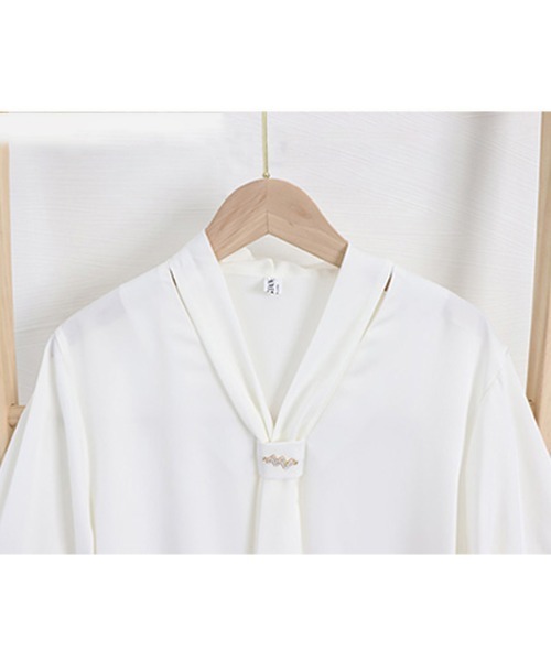 Miniministore(ミニミニストア)の「ボウタイブラウス 半袖 レディース 無地半袖(シャツ/ブラウス・レディース・ライトブルー/ホワイト/ピンク・M/XL/L)」の21枚目の写真