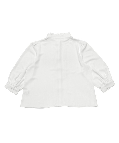 TOKYO SHIRTS（トウキョウシャツ）の「フリル衿ピンタック 八分袖ブラウス（シャツ/ブラウス・レディース・オフホワイト/サックスブルー・LL/L/M）」の8枚目の写真