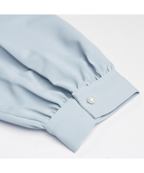 TOKYO SHIRTS（トウキョウシャツ）の「フリル衿ピンタック 八分袖ブラウス（シャツ/ブラウス・レディース・オフホワイト/サックスブルー・LL/L/M）」の6枚目の写真