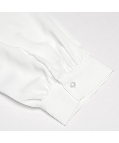 TOKYO SHIRTS（トウキョウシャツ）の「フリル衿ピンタック 八分袖ブラウス（シャツ/ブラウス・レディース・オフホワイト/サックスブルー・LL/L/M）」の3枚目の写真