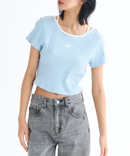 ROXY（ロキシー）の「RAINBOW MOUNTAIN/ロキシークロップド半袖Tシャツ（Tシャツ/カットソー・レディース・ブラック/ホワイト/ブラック系その他・LARGE/MEDIUM/SMALL）」の9枚目の写真