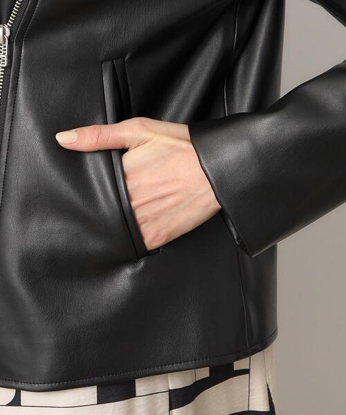 OPAQUE.CLIP（オペークドットクリップ）の「◆シンセティックレザーライダースジャケット【洗える】（ライダースジャケット・レディース・ブラック・34/36/38/40/42）」の5枚目の写真