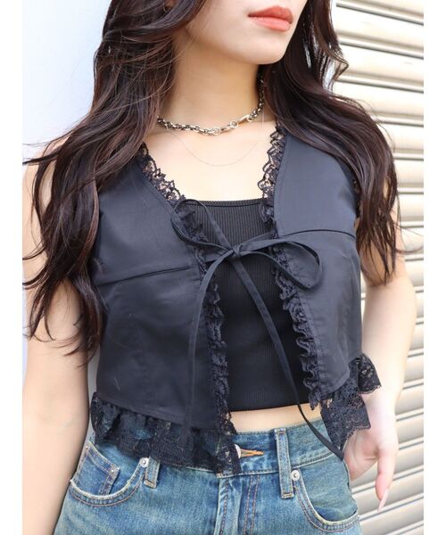 ブラウス シャツ レースドッキングシャツ/SS レディース Ellno de Mavie ブラウス シャツ レースドッキングシャツ/SS