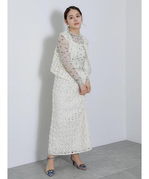 Te chichi（テチチ）の「【Atelier Bloom】フラワーレース風ロングタイトスカート（セットアップ可)（スカート・レディース・オフホワイト・F）」の2枚目の写真