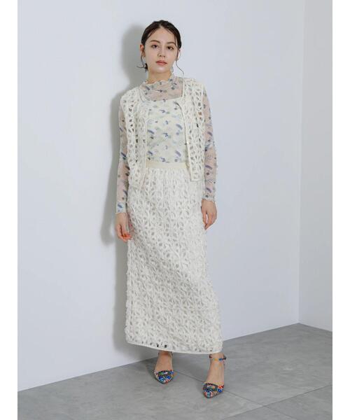Te chichi（テチチ）の「【Atelier Bloom】フラワーレース風ロングタイトスカート（セットアップ可)（スカート・レディース・オフホワイト・F）」の4枚目の写真