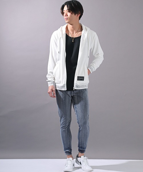 LUXSTYLE（ラグスタイル）の「カットデニムリブジョガーパンツ（デニムパンツ・メンズ・ブルー/インディゴブルー・XL/L/M）」の8枚目の写真
