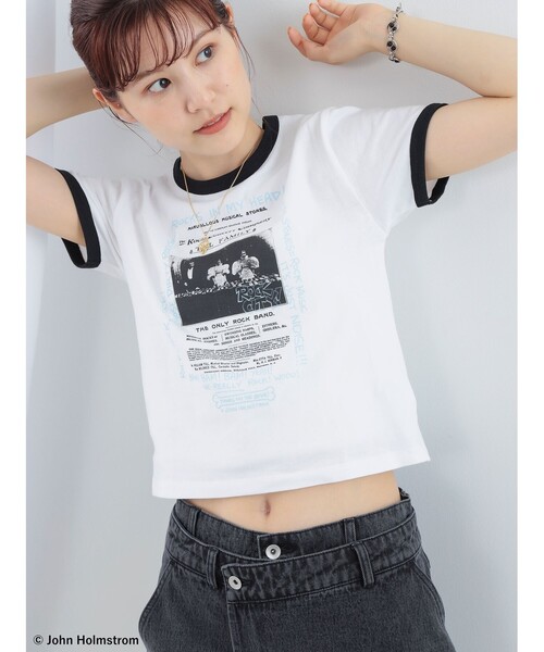 Ray BEAMS(レイビームス)の「GOOD ROCK SPEED × Ray BEMAS / 別注 JOHNHOLMSTROM リンガーTシャツ(Tシャツ/カットソー・レディース・ホワイト/ブラック・ONE SIZE)」の1枚目の写真
