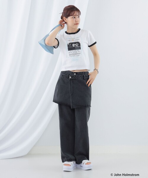 Ray BEAMS(レイビームス)の「GOOD ROCK SPEED × Ray BEMAS / 別注 JOHNHOLMSTROM リンガーTシャツ(Tシャツ/カットソー・レディース・ホワイト/ブラック・ONE SIZE)」の5枚目の写真