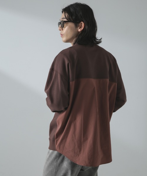 NANO universe(ナノユニバース)の「ライトウェイトクルーネックコンビスウェット(スウェット・メンズ・ブラック/ライトグレー/ブラウン・M/L)」の5枚目の写真