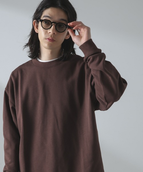 NANO universe(ナノユニバース)の「ライトウェイトクルーネックコンビスウェット(スウェット・メンズ・ブラック/ライトグレー/ブラウン・M/L)」の6枚目の写真