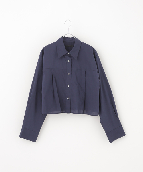 JOURNAL STANDARD（ジャーナルスタンダード）の「フロントタックショートシャツ（シャツ/ブラウス・レディース・ホワイト/ブルー系その他/ネイビー・FREE）」の2枚目の写真