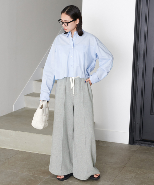 JOURNAL STANDARD（ジャーナルスタンダード）の「フロントタックショートシャツ（シャツ/ブラウス・レディース・ホワイト/ブルー系その他/ネイビー・FREE）」の7枚目の写真