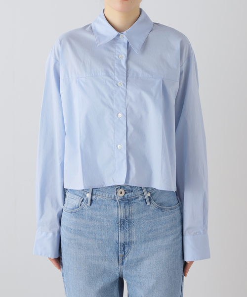 JOURNAL STANDARD（ジャーナルスタンダード）の「フロントタックショートシャツ（シャツ/ブラウス・レディース・ホワイト/ブルー系その他/ネイビー・FREE）」の13枚目の写真