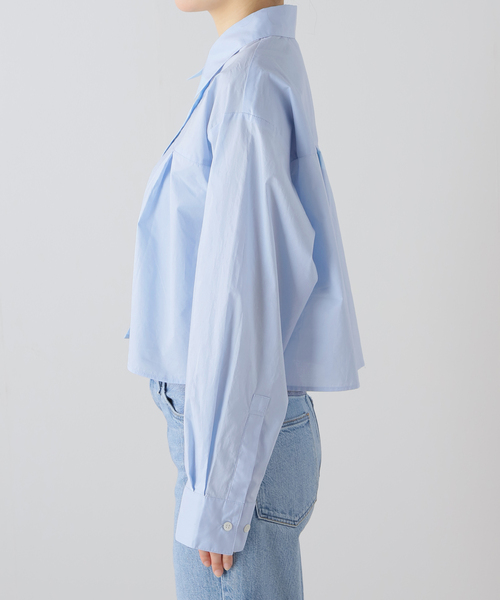 JOURNAL STANDARD（ジャーナルスタンダード）の「フロントタックショートシャツ（シャツ/ブラウス・レディース・ホワイト/ブルー系その他/ネイビー・FREE）」の16枚目の写真