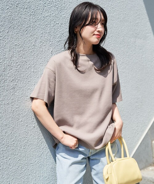 FREAK'S STORE(フリークスストア)の「限定展開 ミニ ワッフル 半袖 Tシャツ(Tシャツ/カットソー・レディース・グリーン/レッド/ブルー/ナチュラル/ネイビー/ベージュ/ブラック・フリ-)」の3枚目の写真