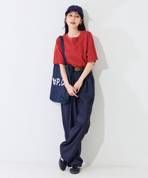 FREAK'S STORE(フリークスストア)の「限定展開 ミニ ワッフル 半袖 Tシャツ(Tシャツ/カットソー・レディース・グリーン/レッド/ブルー/ナチュラル/ネイビー/ベージュ/ブラック・フリ-)」の8枚目の写真