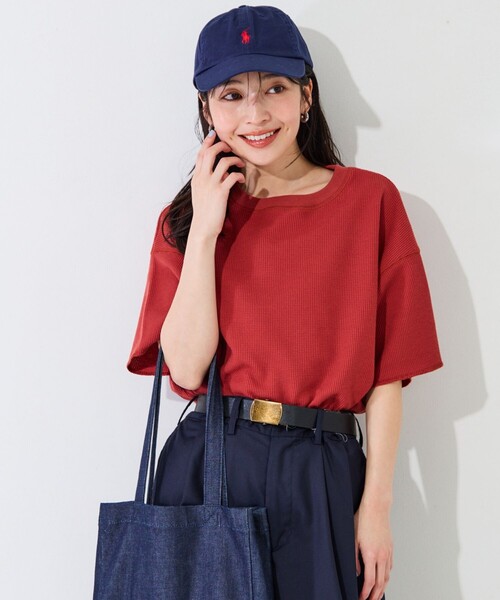 FREAK'S STORE(フリークスストア)の「限定展開 ミニ ワッフル 半袖 Tシャツ(Tシャツ/カットソー・レディース・グリーン/レッド/ブルー/ナチュラル/ネイビー/ベージュ/ブラック・フリ-)」の9枚目の写真