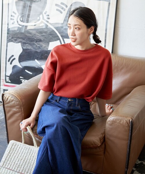 FREAK'S STORE(フリークスストア)の「限定展開 ミニ ワッフル 半袖 Tシャツ(Tシャツ/カットソー・レディース・グリーン/レッド/ブルー/ナチュラル/ネイビー/ベージュ/ブラック・フリ-)」の10枚目の写真