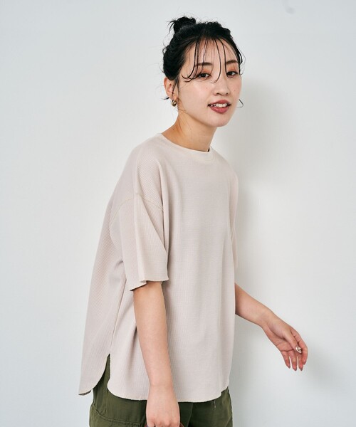 FREAK'S STORE(フリークスストア)の「限定展開 ミニ ワッフル 半袖 Tシャツ(Tシャツ/カットソー・レディース・グリーン/レッド/ブルー/ナチュラル/ネイビー/ベージュ/ブラック・フリ-)」の13枚目の写真