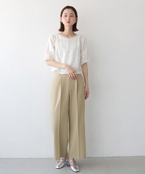 CLEIO(クレイオ)の「【CLEIO】ランタンスリーブレース半袖ブラウス(シャツ/ブラウス・レディース・アイボリー/ブラック・FREE)」の9枚目の写真